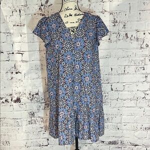LOFT Blue Floral Patterned Dress